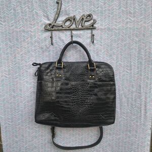 Worthington Black Croc-Embossed Laptop Bag